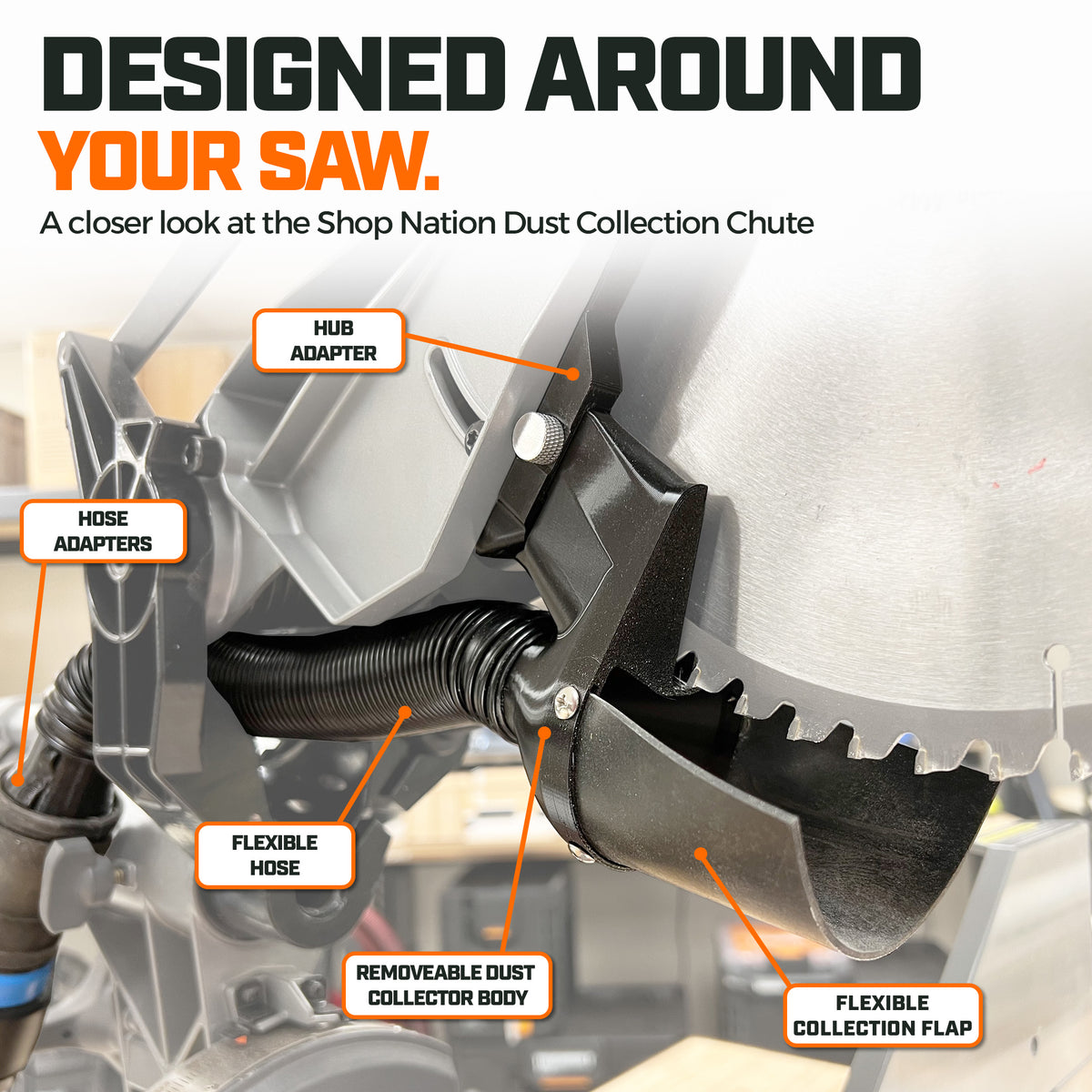 Dust Collection Chute for Ridgid 12" Sliding Miter Saw (R4222)