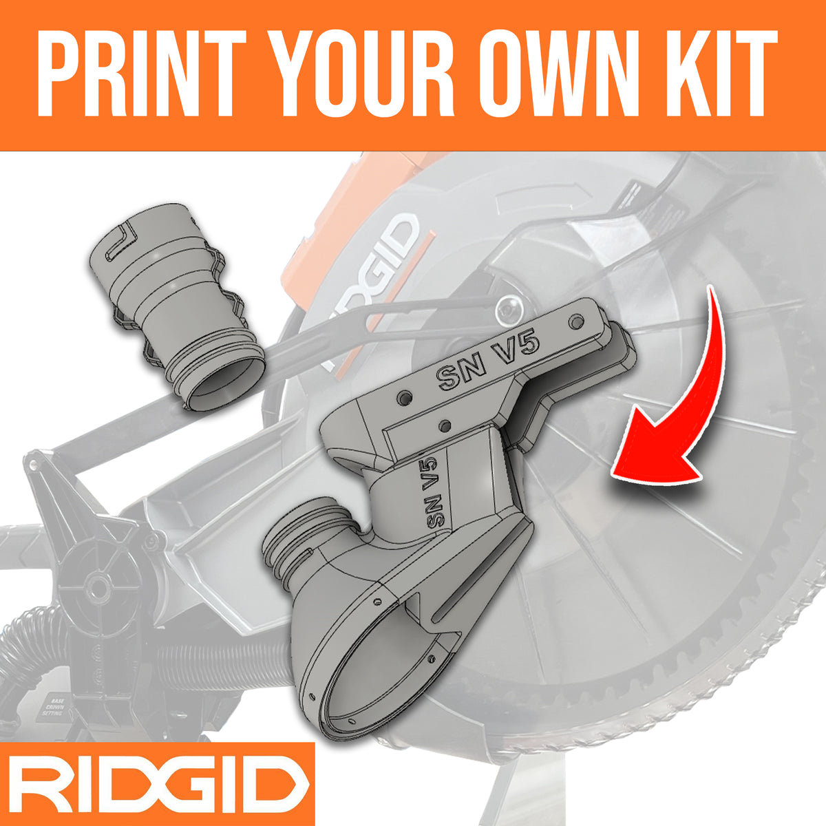 DIY Kit for Ridgid R4222 Dust Collection Chute (3D Print Your Own!)