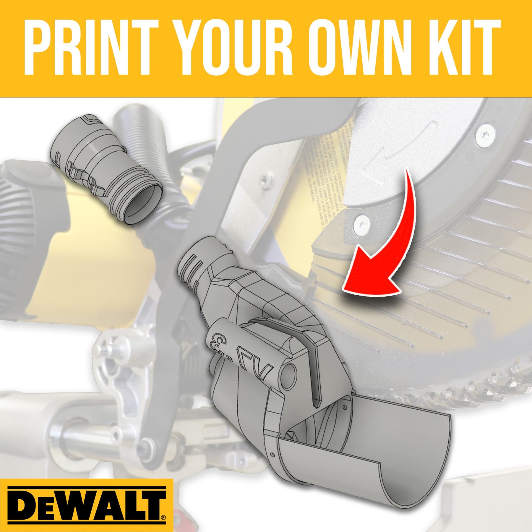 DIY Kit for Dewalt 779/780 Dust Collection Chute (3D Print Your Own!) - Shop Nation Store