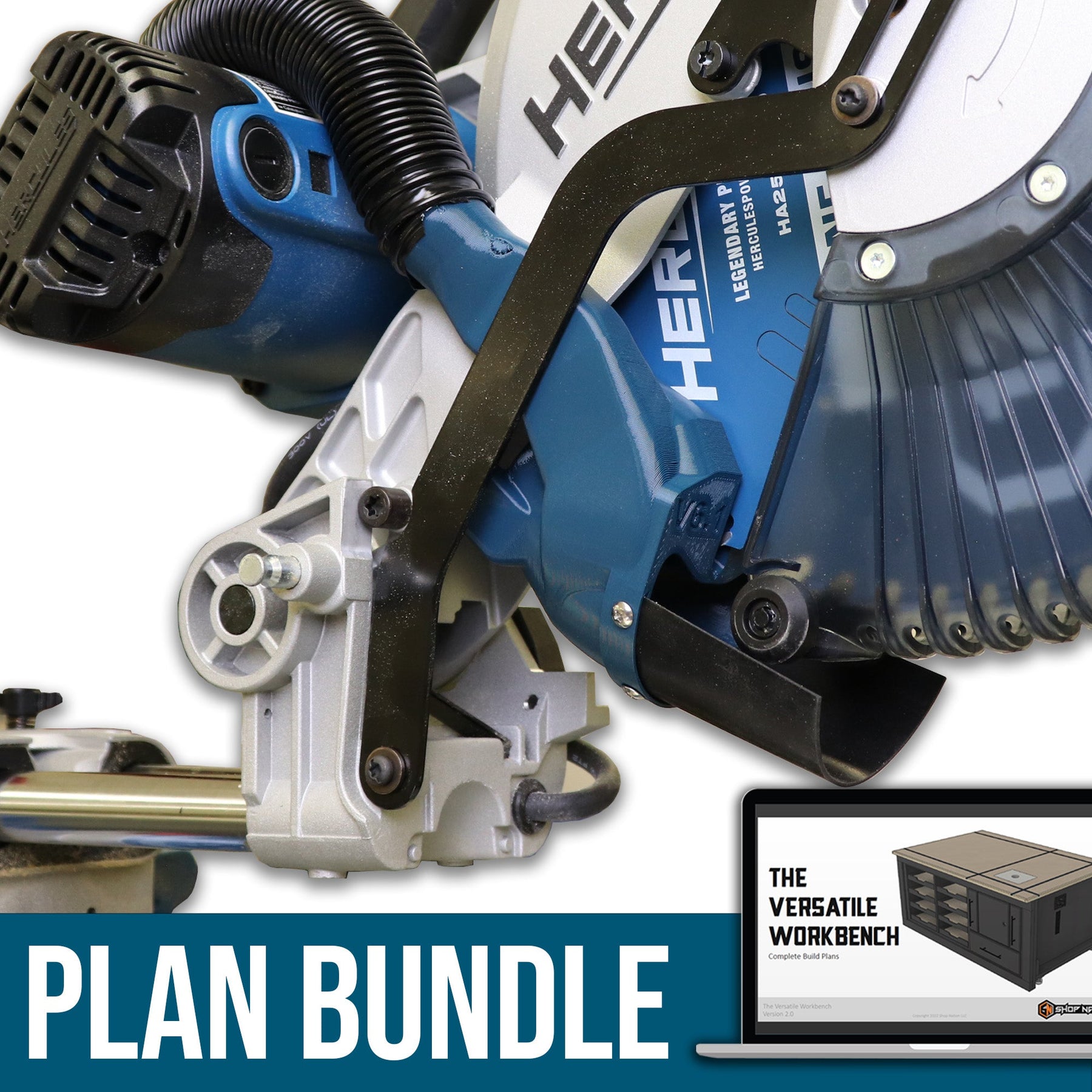 Hercules 12" Sliding Compound Miter Saw Dust Collection & Plans Bundle - Shop Nation Store