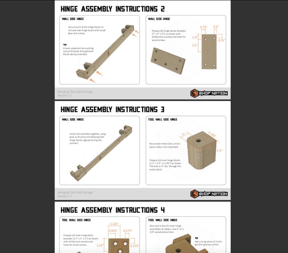 Swinging Tool Wall Storage Woodworking Plans - Digital Download - Shop Nation Store